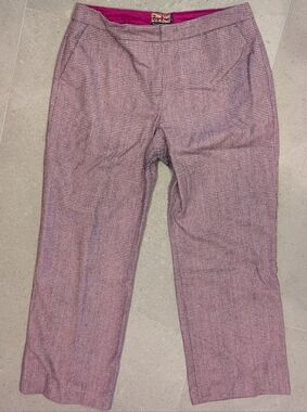 Boden Women's Magenta Glen Plaid Wool Tweed Slacks, Sz 10P